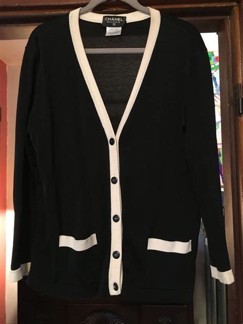 chanel cardigan black and white|chanel flannel cardigan.